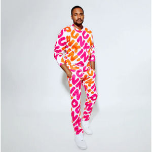 Dunkin' Donuts Logo Pattern Sweatpants Joggers AND Crewneck Sweatshirt Adult XL
